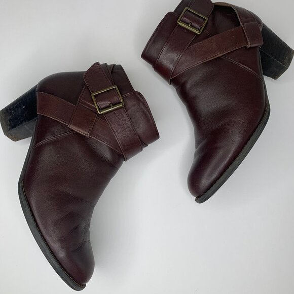 Vionic Trinity Ankle Boots Maroon Western Fall Winter Bootie Women 6.5 Wide - Picture 1 of 10